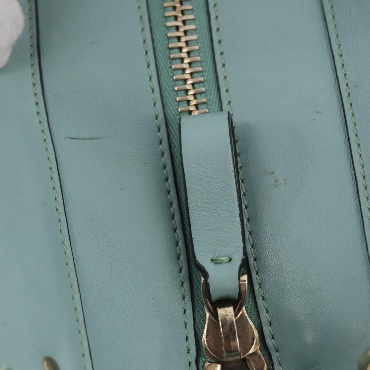 VALENTINO Hand Bag Leather 2way Light Blue Gold Auth BA14317