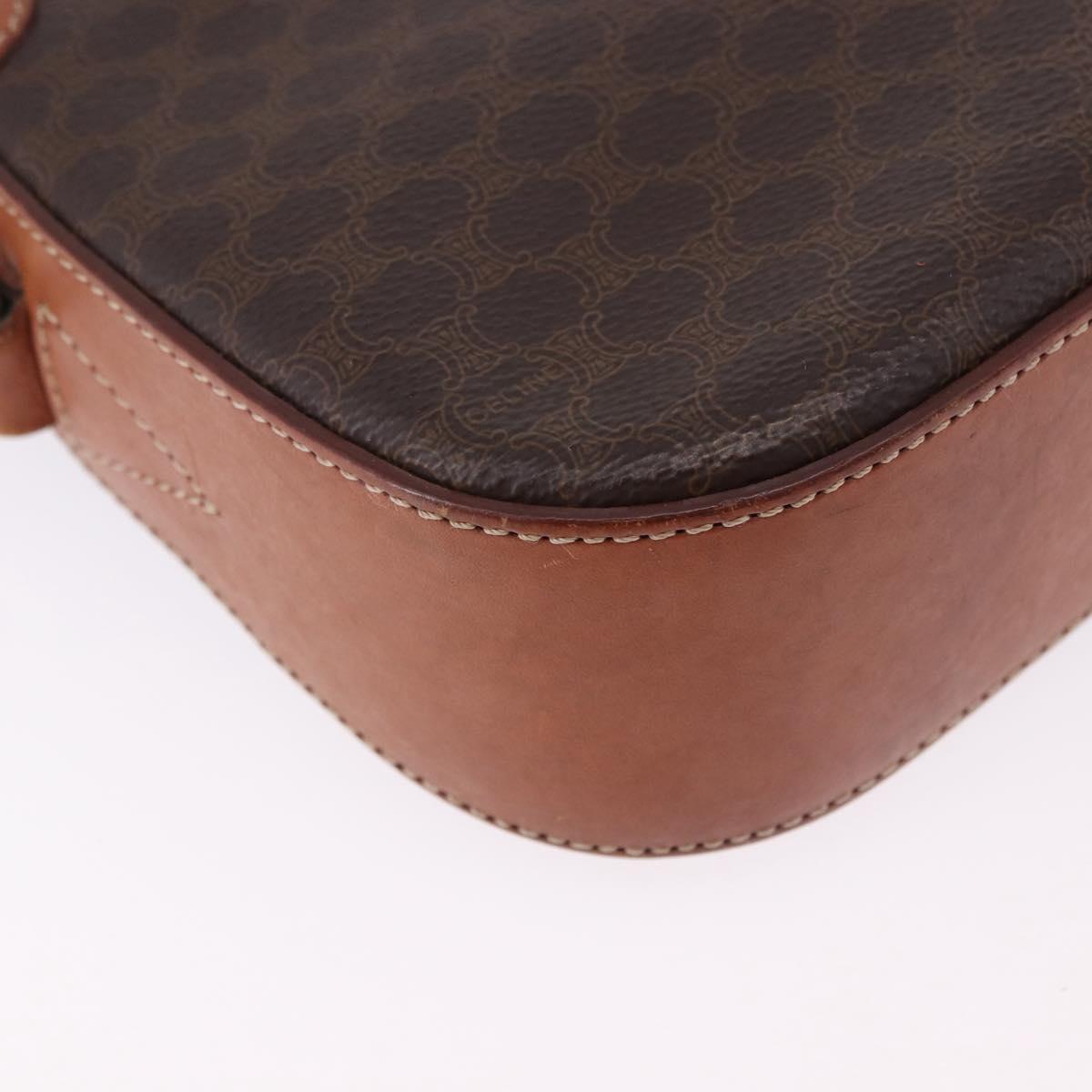 CELINE Macadam Canvas Shoulder Bag PVC Leather Brown Gold Auth BA14318