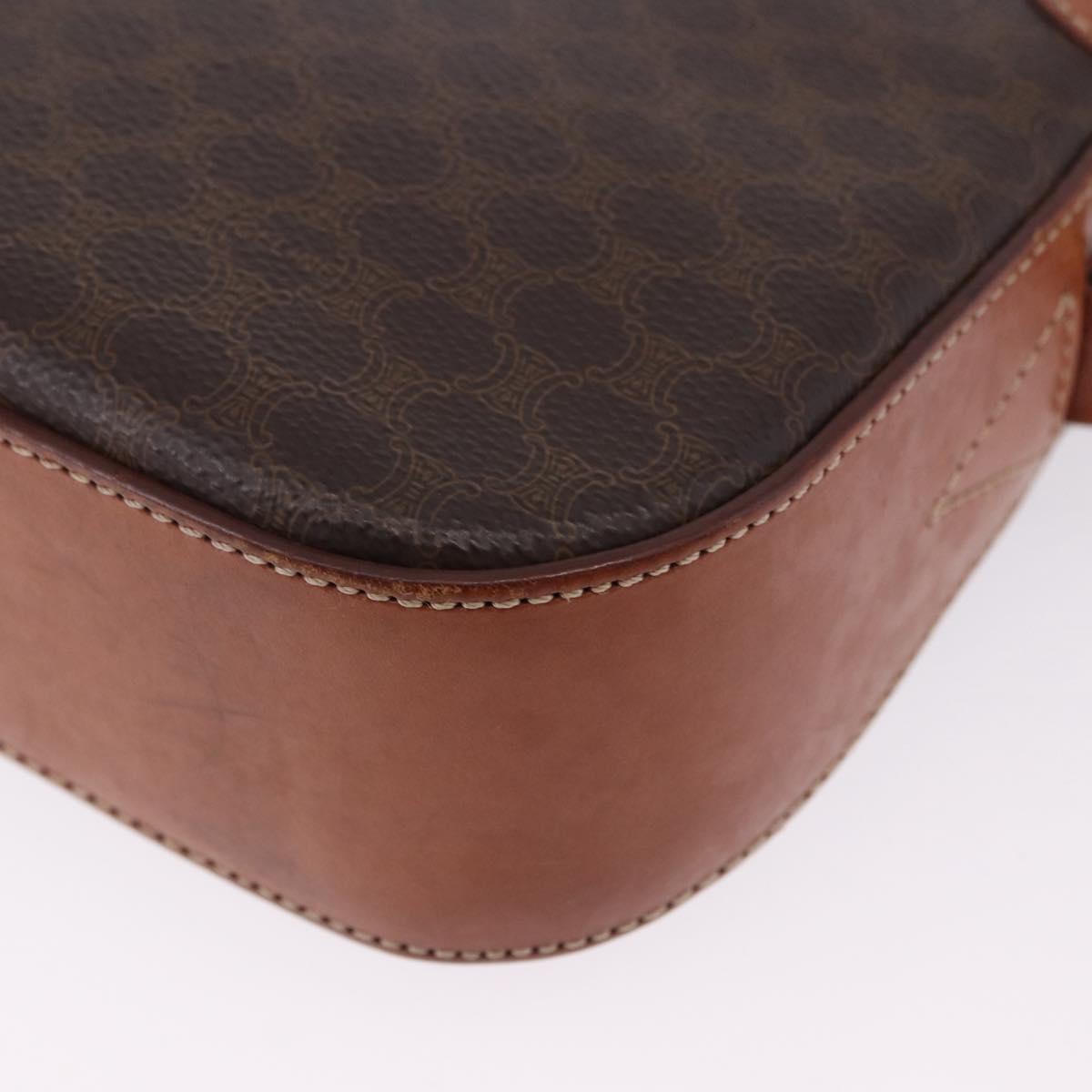 CELINE Macadam Canvas Shoulder Bag PVC Leather Brown Gold Auth BA14318