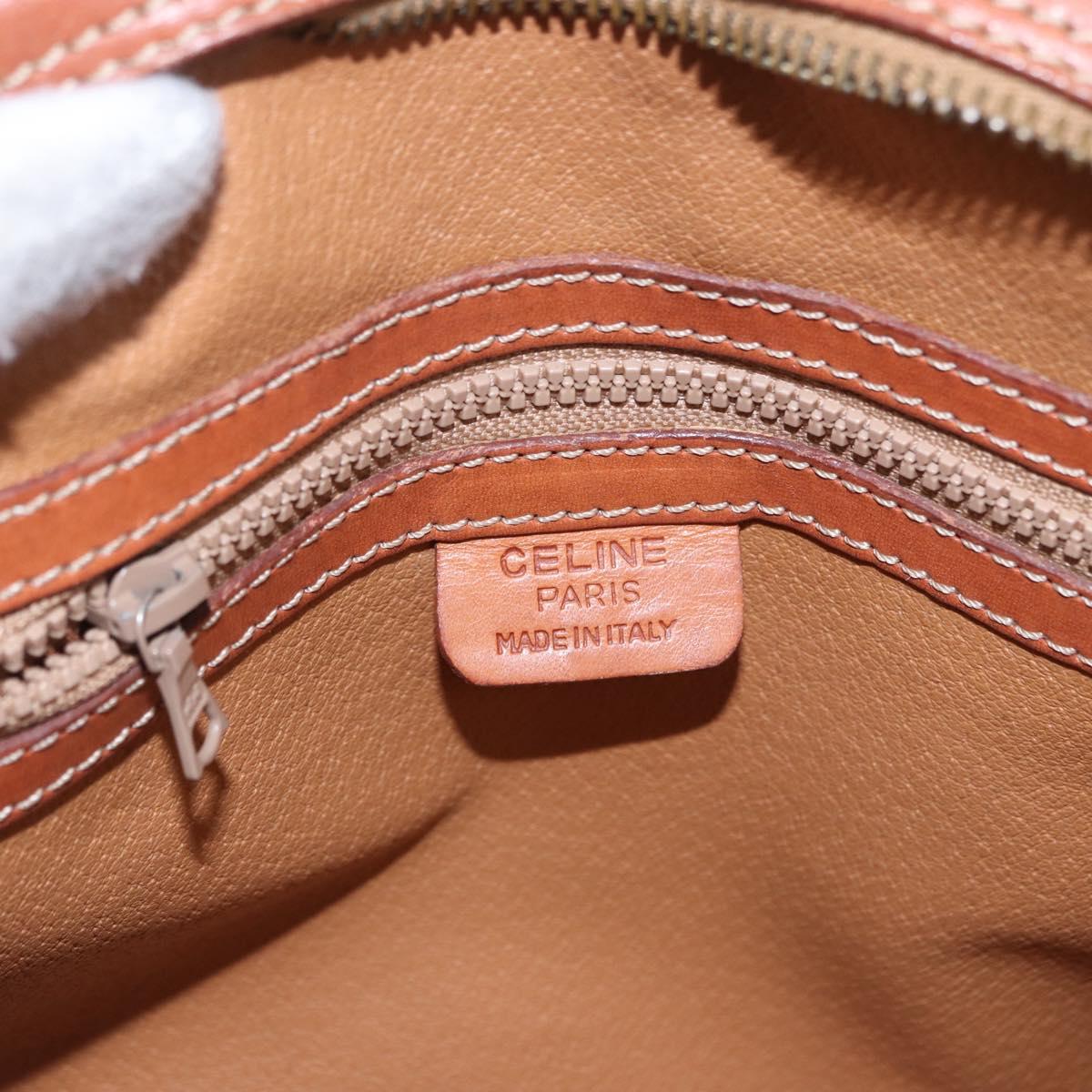 CELINE Macadam Canvas Shoulder Bag PVC Leather Brown Gold Auth BA14318