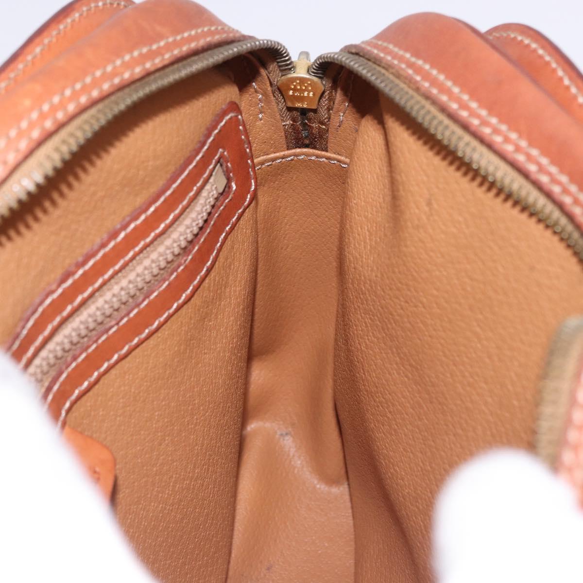 CELINE Macadam Canvas Shoulder Bag PVC Leather Brown Gold Auth BA14318