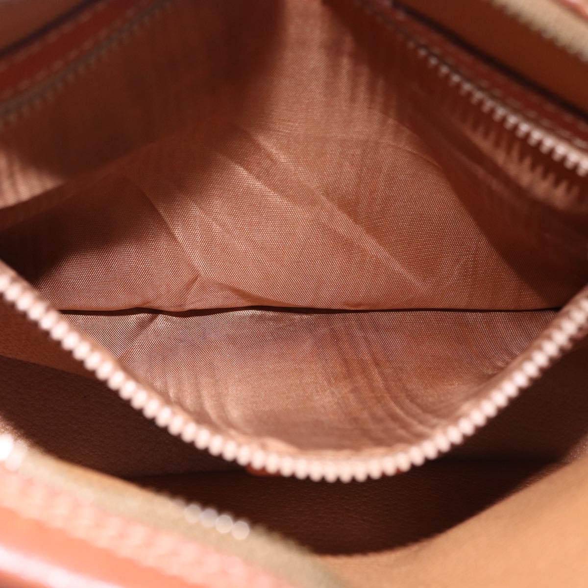 CELINE Macadam Canvas Shoulder Bag PVC Leather Brown Gold Auth BA14318
