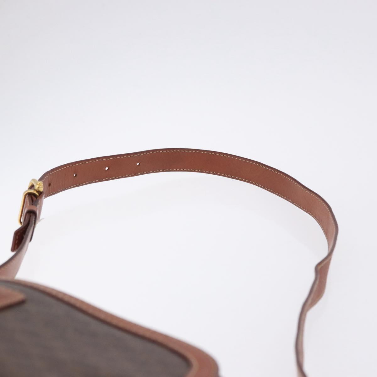 CELINE Macadam Canvas Shoulder Bag PVC Leather Brown Gold Auth BA14318
