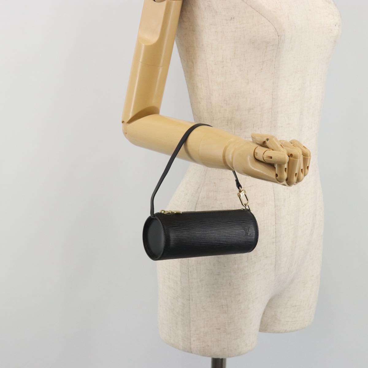 LOUIS VUITTON Epi Soufflot Pouch Black LV Auth BA14322
