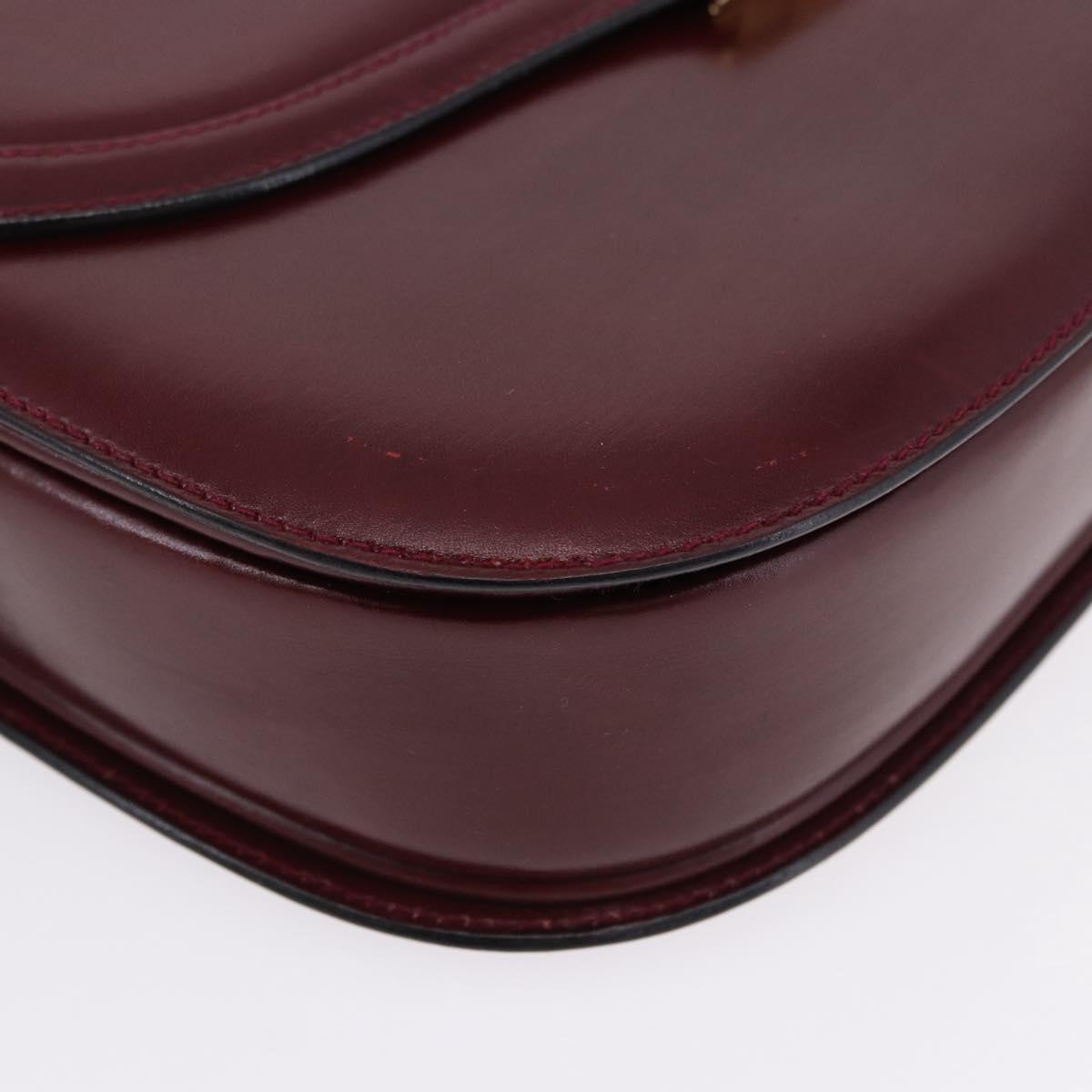 GUCCI Shoulder Bag Leather Bordeaux Gold Auth BA14323A
