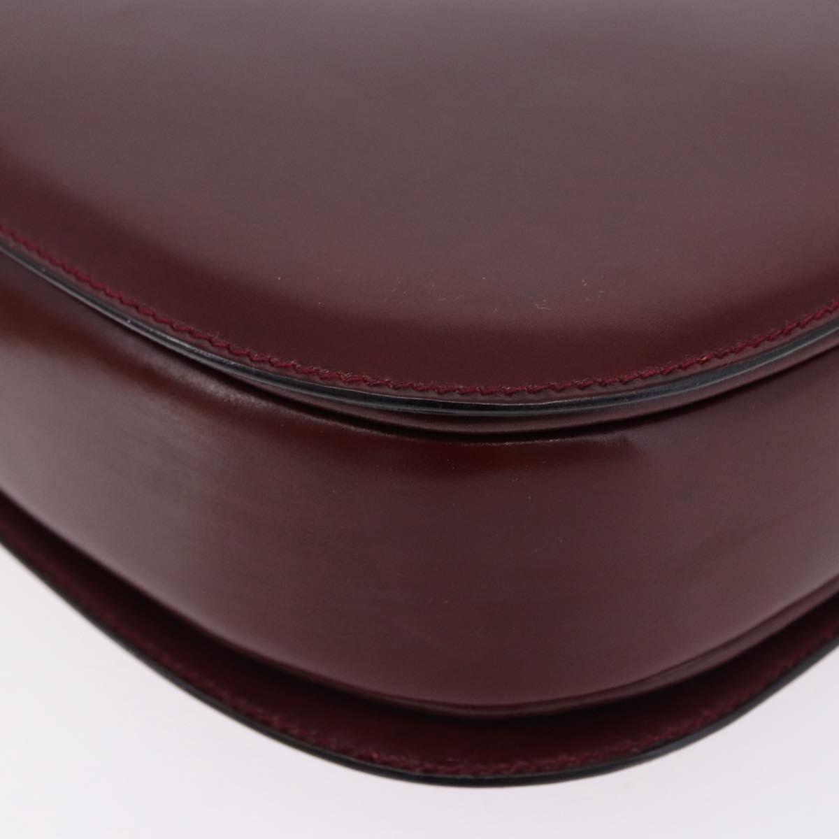GUCCI Shoulder Bag Leather Bordeaux Gold Auth BA14323A