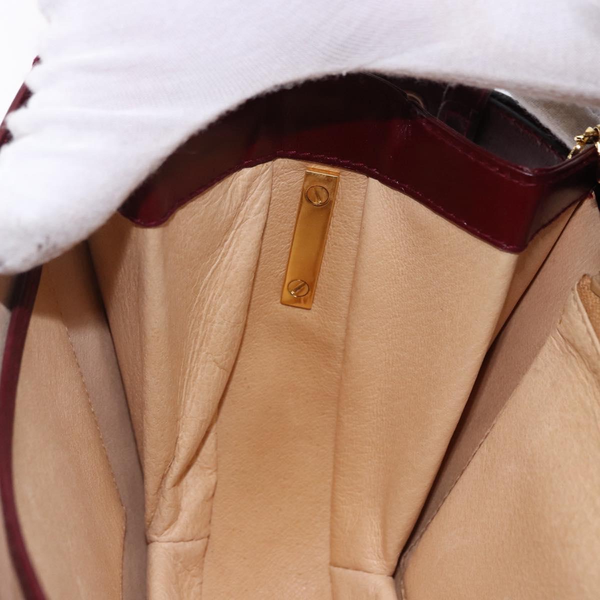 GUCCI Shoulder Bag Leather Bordeaux Gold Auth BA14323A