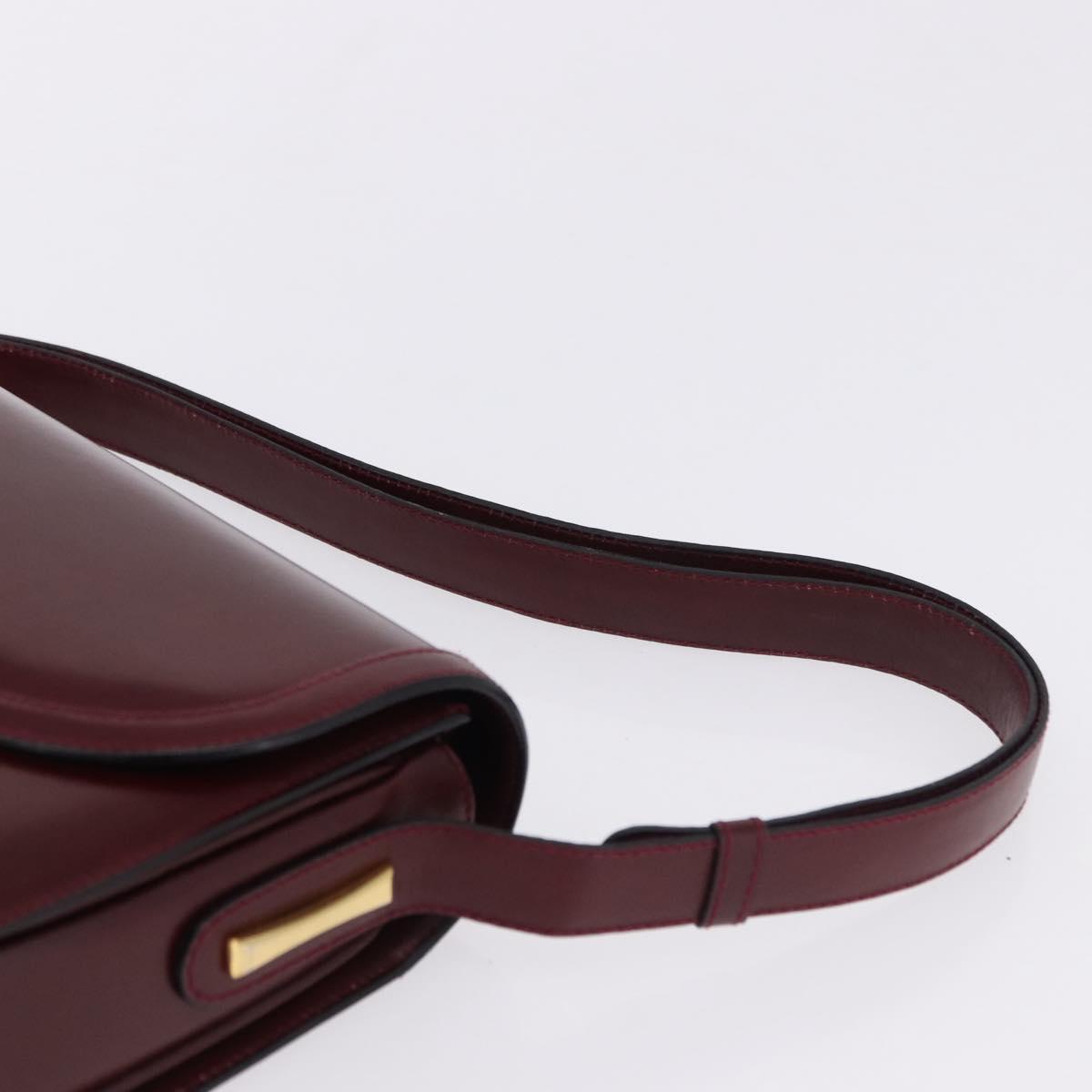GUCCI Shoulder Bag Leather Bordeaux Gold Auth BA14323A