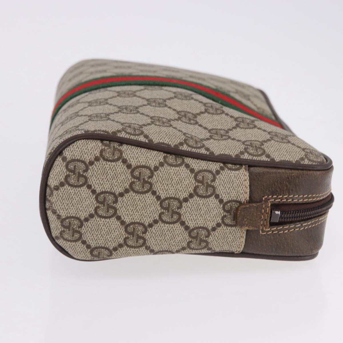 GUCCI GG Supreme Web Sherry Line Clutch Bag PVC Beige 010 378 Auth BA14328