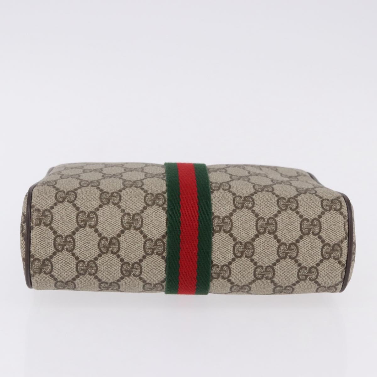 GUCCI GG Supreme Web Sherry Line Clutch Bag PVC Beige 010 378 Auth BA14328