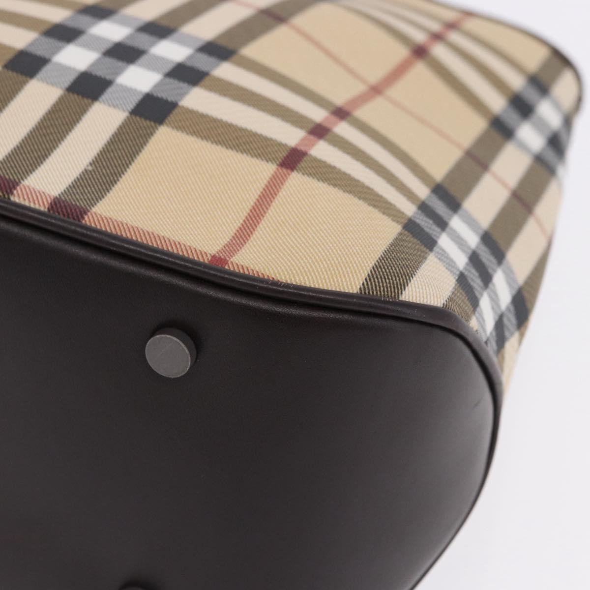 BURBERRY Nova Check Hand Bag PVC Beige Auth BA14329A