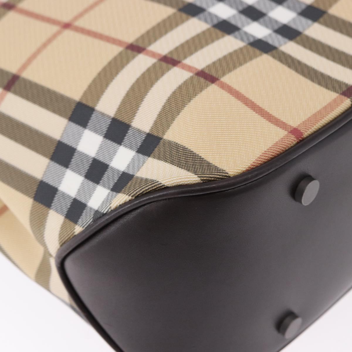 BURBERRY Nova Check Hand Bag PVC Beige Auth BA14329A