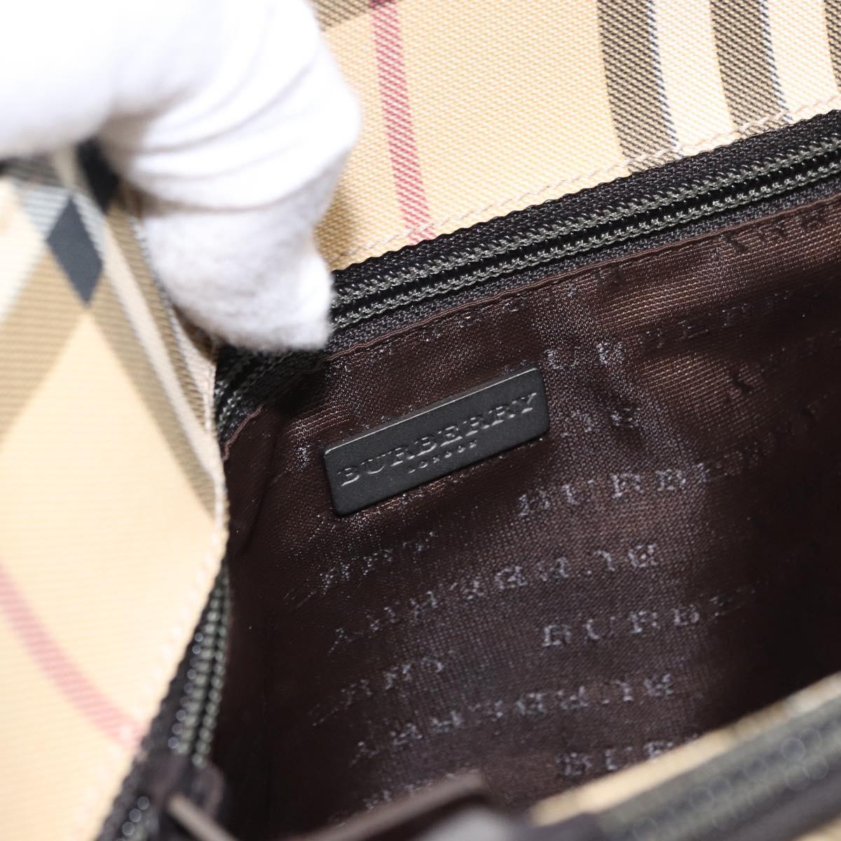 BURBERRY Nova Check Hand Bag PVC Beige Auth BA14329A