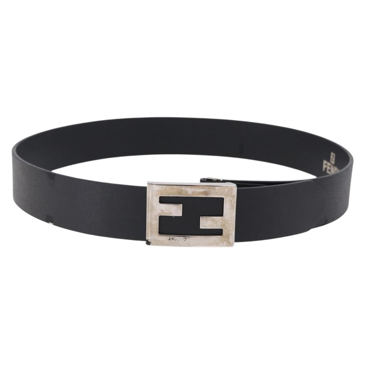FENDI Belt Leather 35.4"" Black Auth BA14330