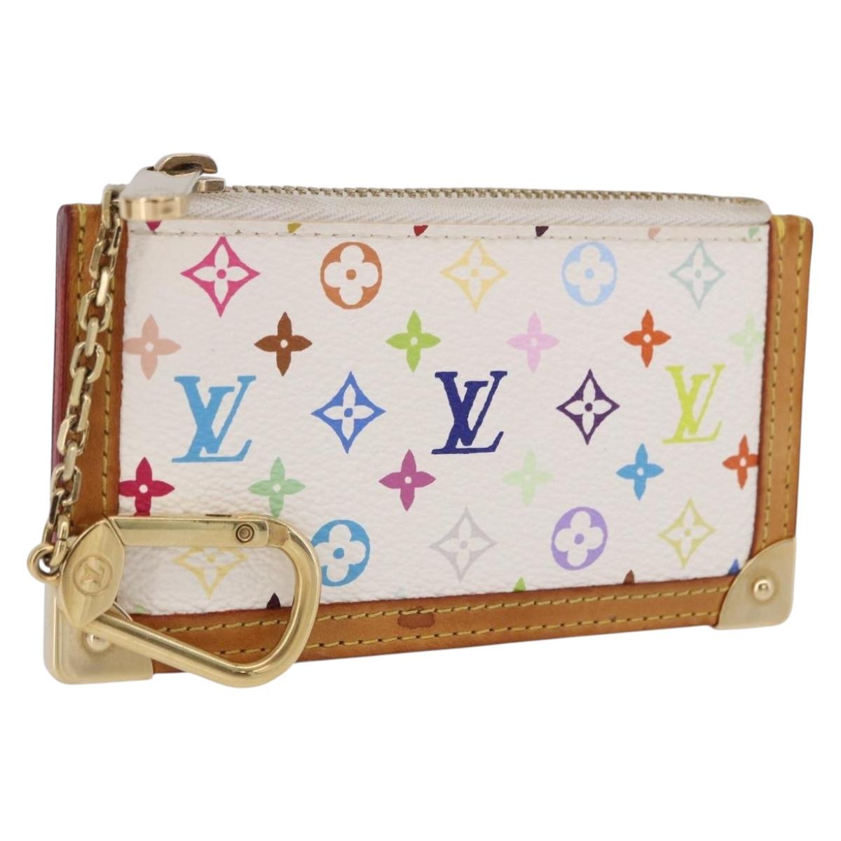 LOUIS VUITTON Monogram Multicolor Pochette Cles Purse White M92655 Auth BA14331V