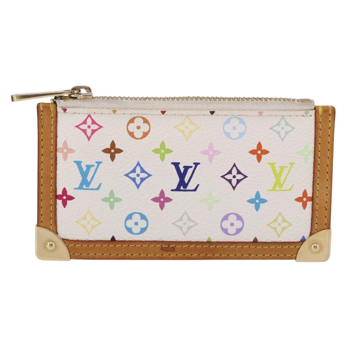LOUIS VUITTON Monogram Multicolor Pochette Cles Purse White M92655 Auth BA14331V