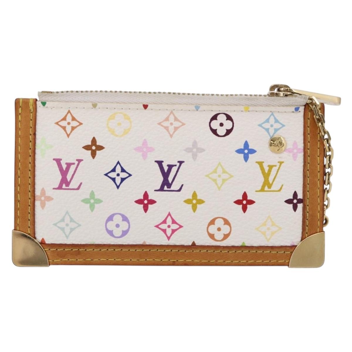 LOUIS VUITTON Monogram Multicolor Pochette Cles Purse White M92655 Auth BA14331V