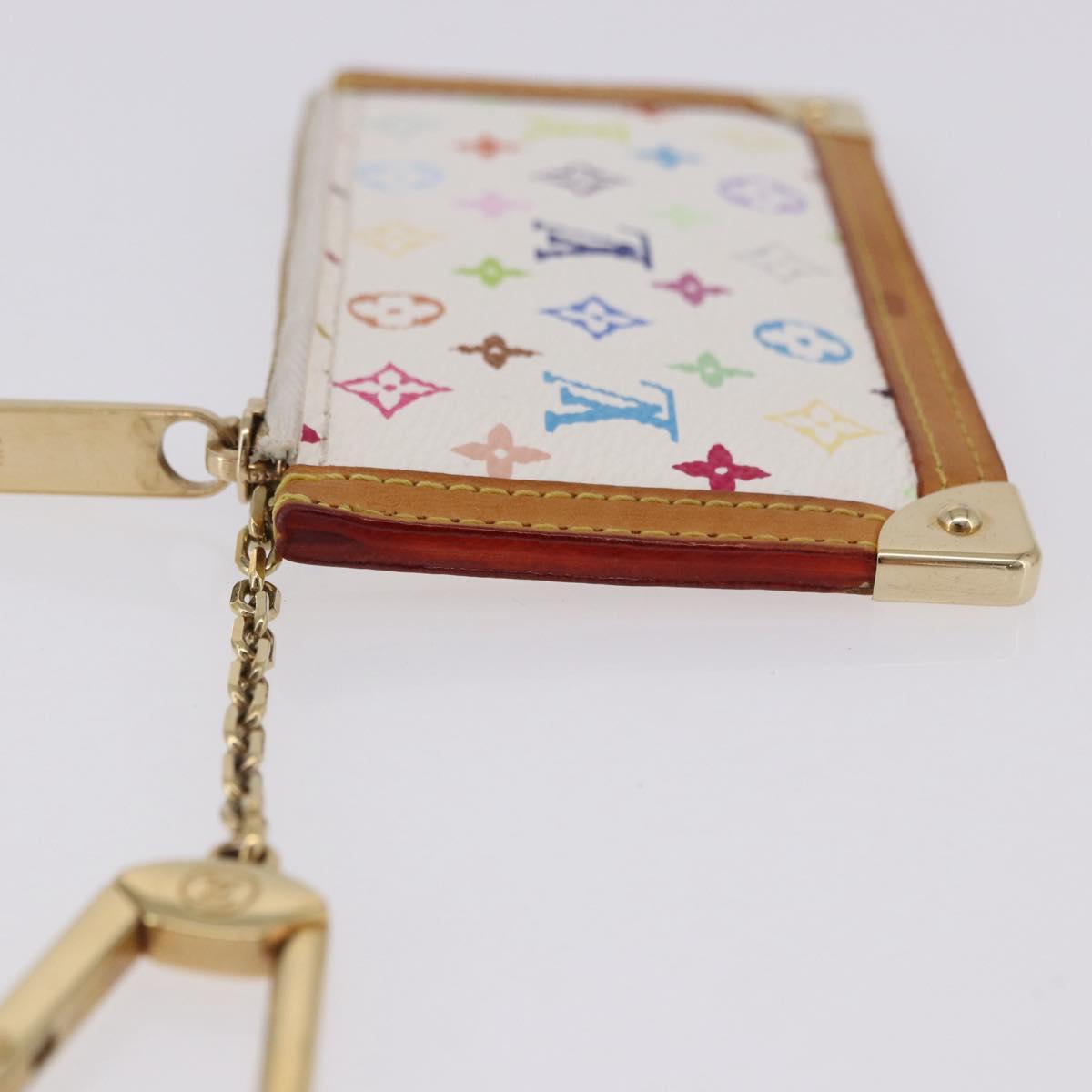 LOUIS VUITTON Monogram Multicolor Pochette Cles Purse White M92655 Auth BA14331V