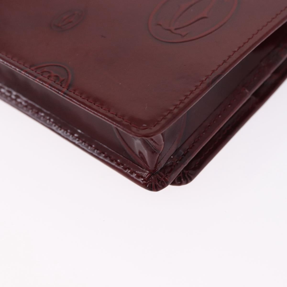 CARTIER Happy Birthday Long Wallet Patent leather Bordeaux Auth BA14336