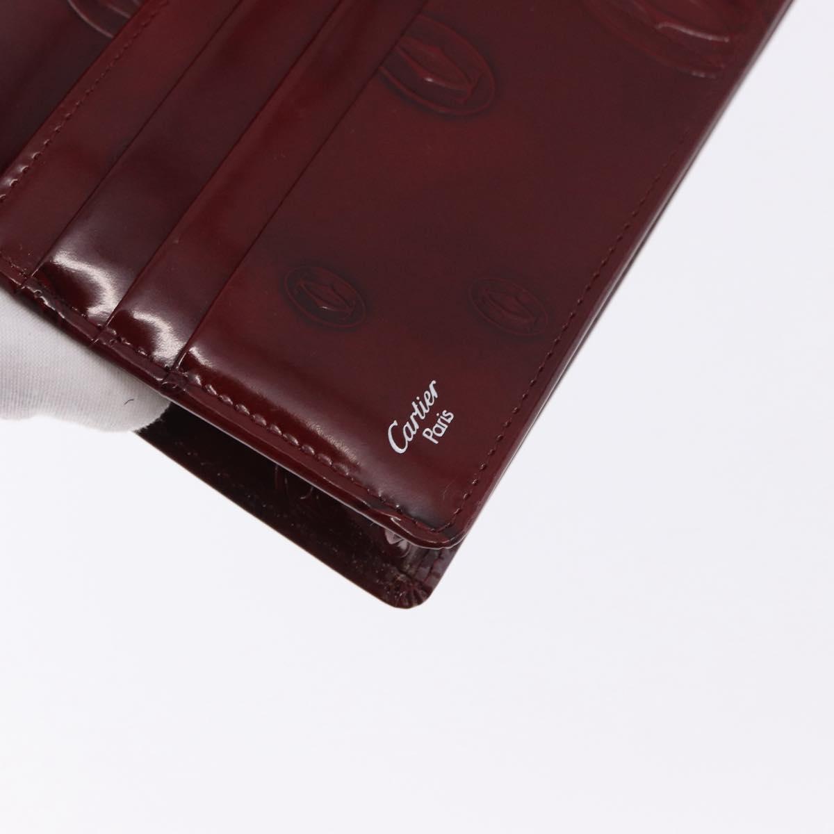 CARTIER Happy Birthday Long Wallet Patent leather Bordeaux Auth BA14336
