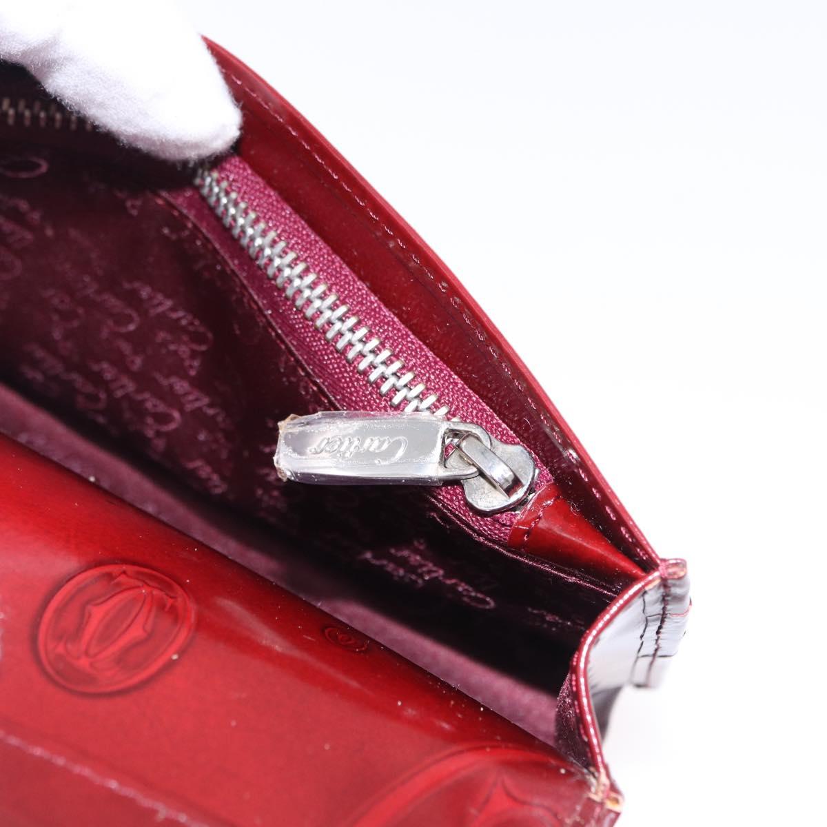 CARTIER Happy Birthday Long Wallet Patent leather Bordeaux Auth BA14336