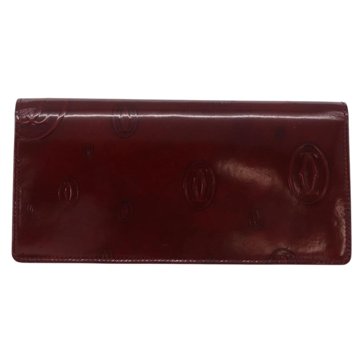 CARTIER Happy Birthday Long Wallet Patent leather Bordeaux Auth BA14336