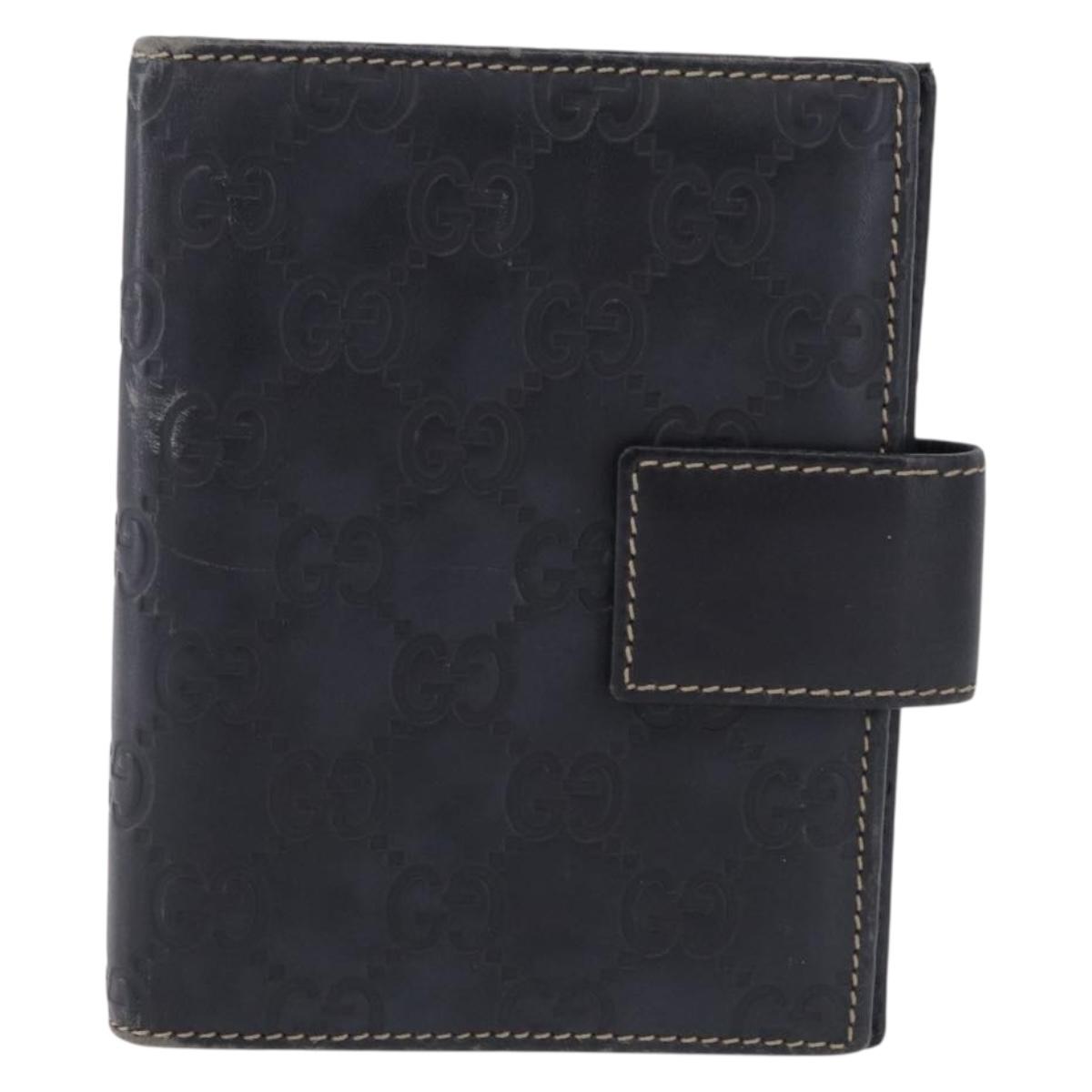 GUCCI Micro GG Guccissima Day Planner Cover Leather Navy 115240 Auth BA14338