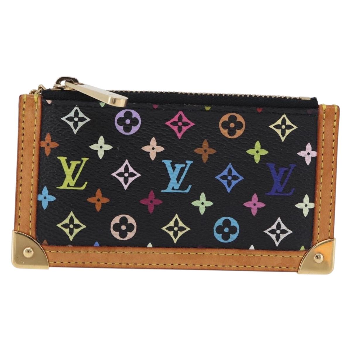 LOUIS VUITTON Monogram Multicolor Pochette Cles Purse Black M13664 Auth BA14342V