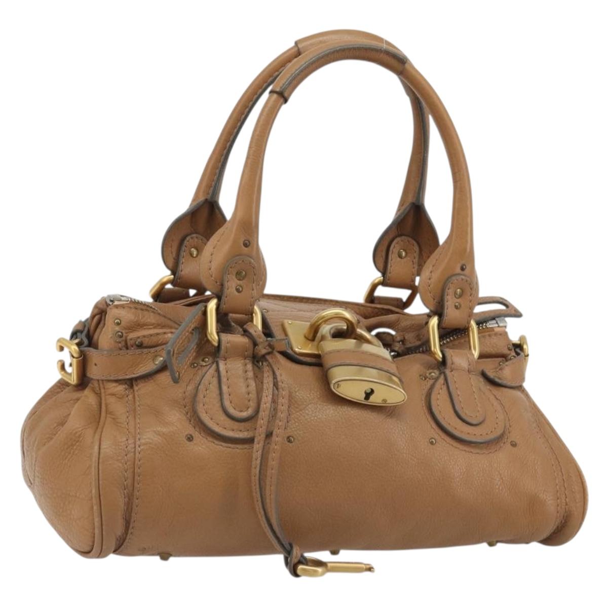 Chloe Paddington Hand Bag Leather Brown Gold Silver Auth BA14347V