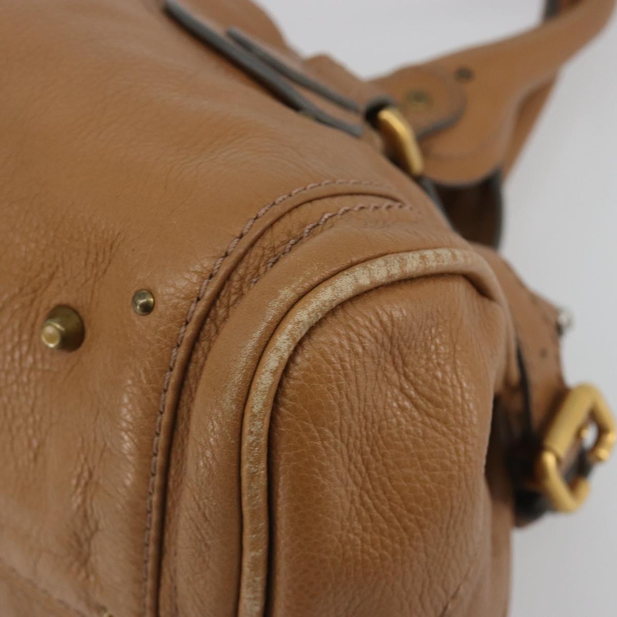 Chloe Paddington Hand Bag Leather Brown Gold Silver Auth BA14347V