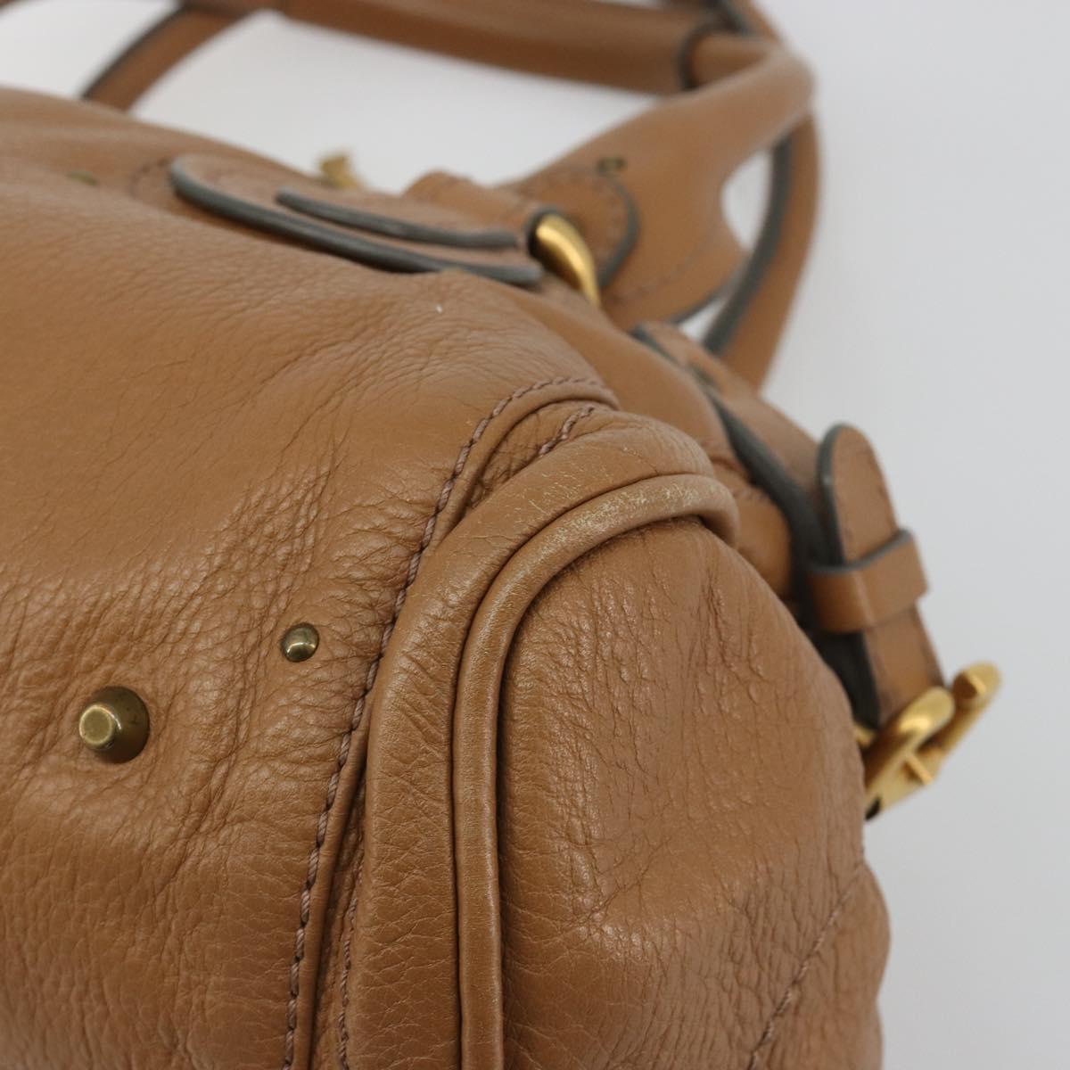 Chloe Paddington Hand Bag Leather Brown Gold Silver Auth BA14347V