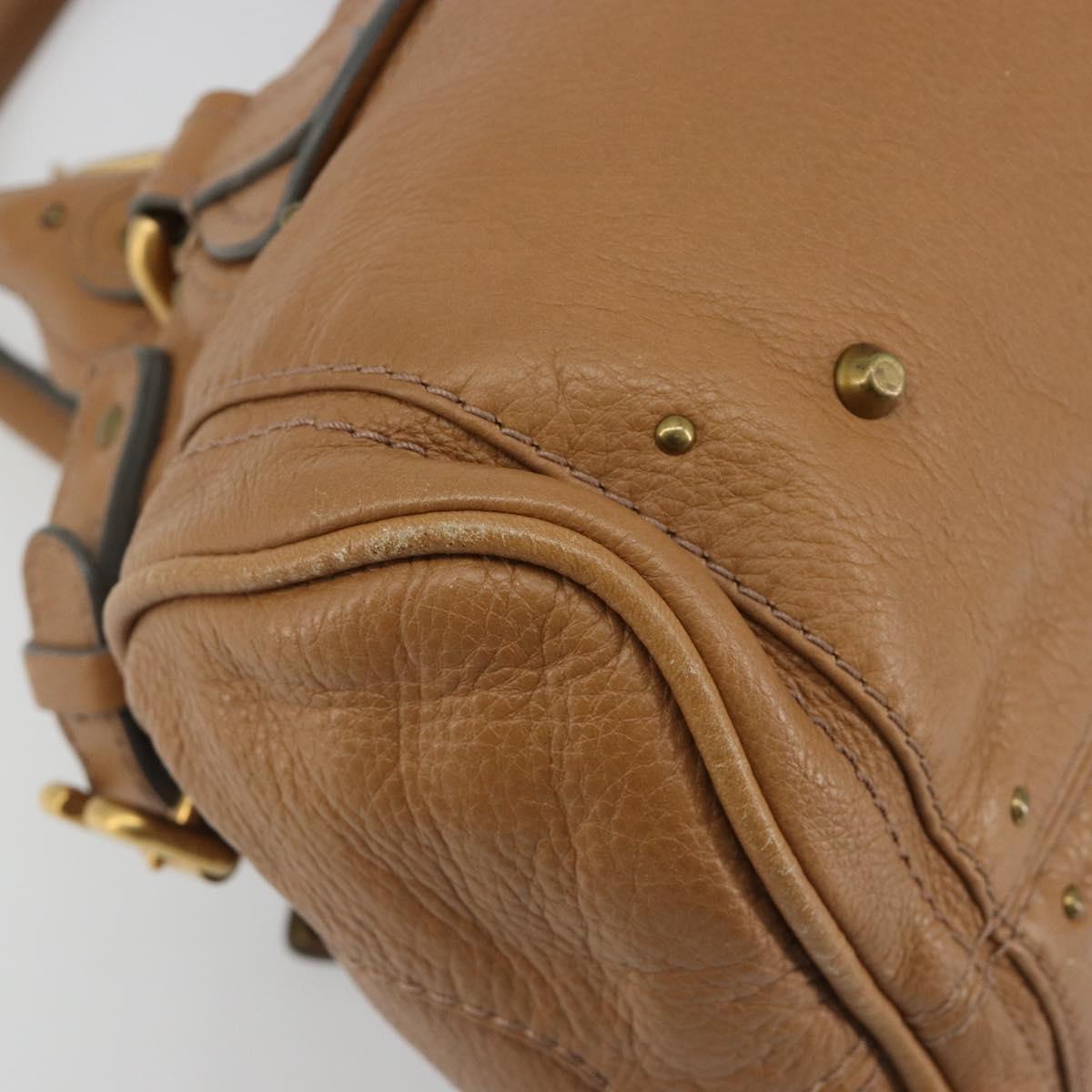 Chloe Paddington Hand Bag Leather Brown Gold Silver Auth BA14347V