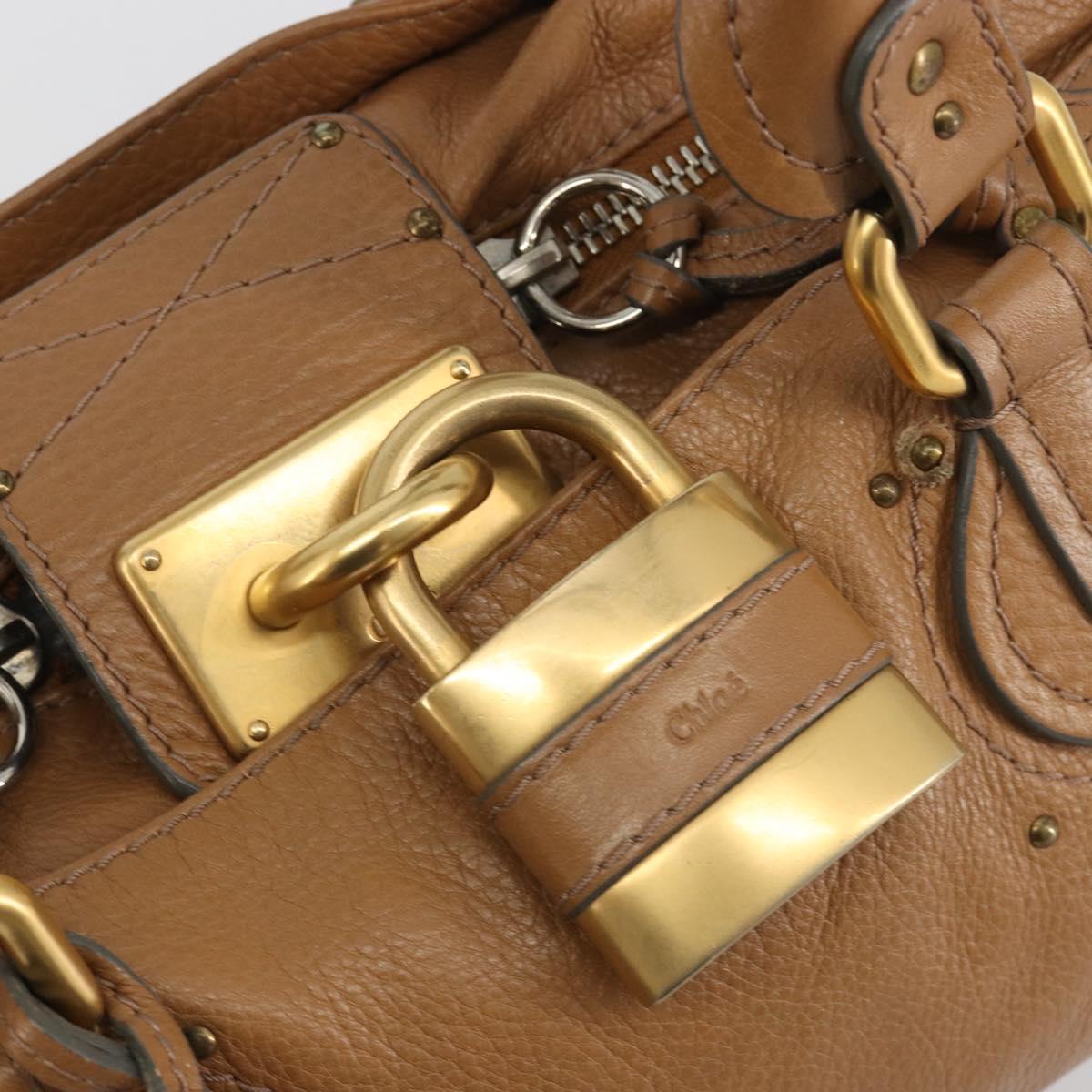 Chloe Paddington Hand Bag Leather Brown Gold Silver Auth BA14347V
