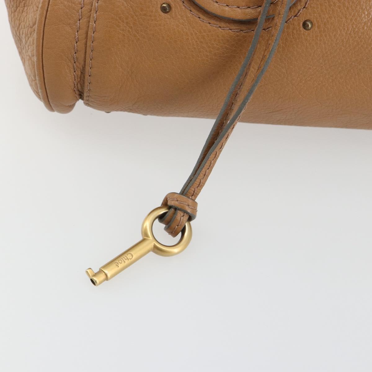 Chloe Paddington Hand Bag Leather Brown Gold Silver Auth BA14347V