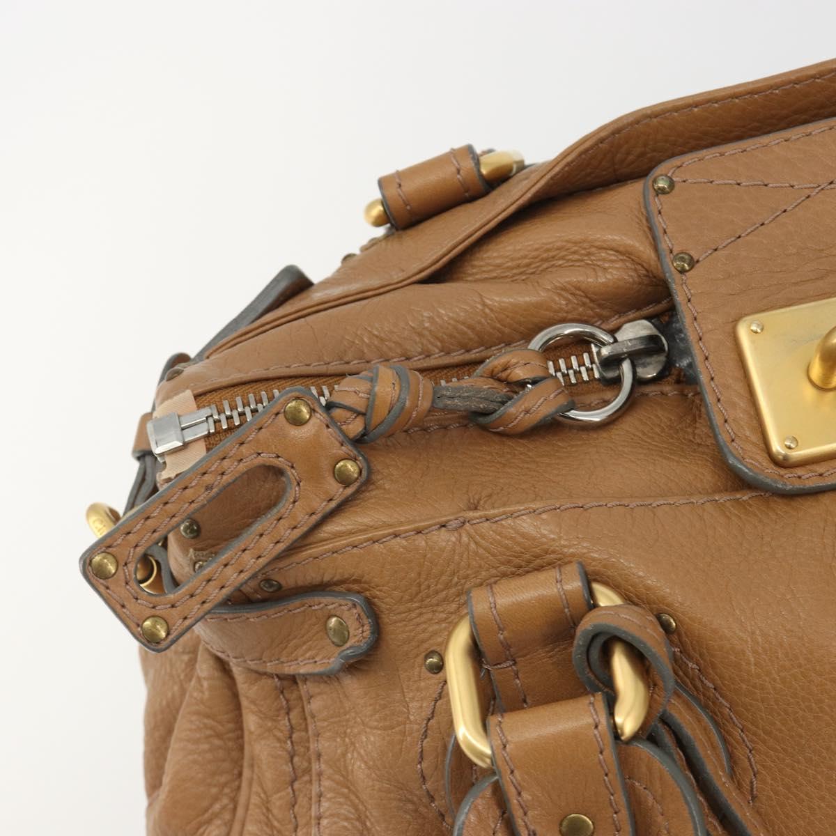 Chloe Paddington Hand Bag Leather Brown Gold Silver Auth BA14347V