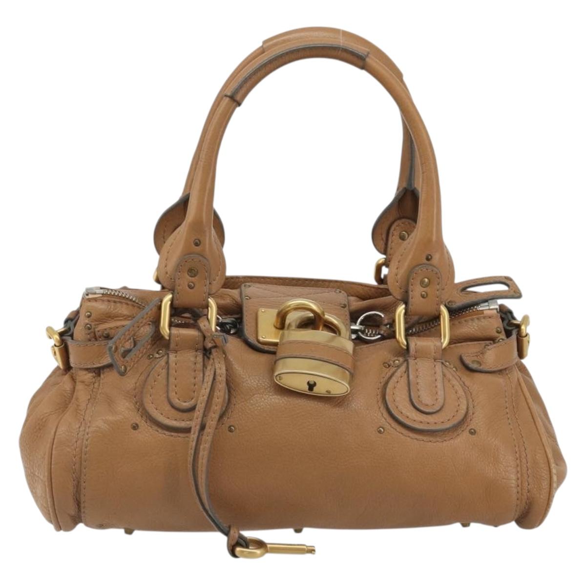 Chloe Paddington Hand Bag Leather Brown Gold Silver Auth BA14347V