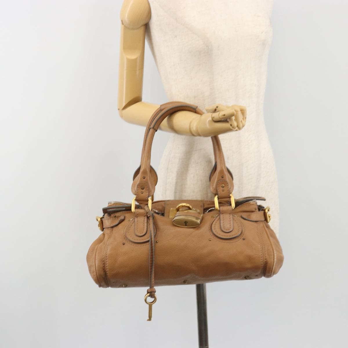 Chloe Paddington Hand Bag Leather Brown Gold Silver Auth BA14347V