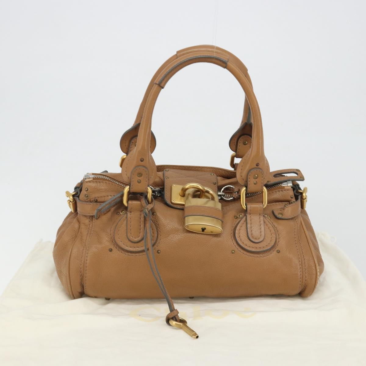 Chloe Paddington Hand Bag Leather Brown Gold Silver Auth BA14347V