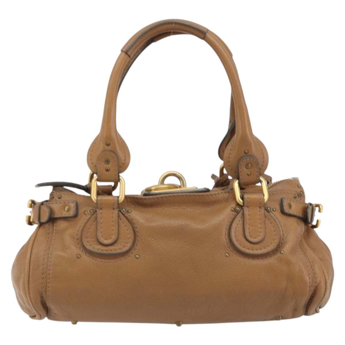 Chloe Paddington Hand Bag Leather Brown Gold Silver Auth BA14347V