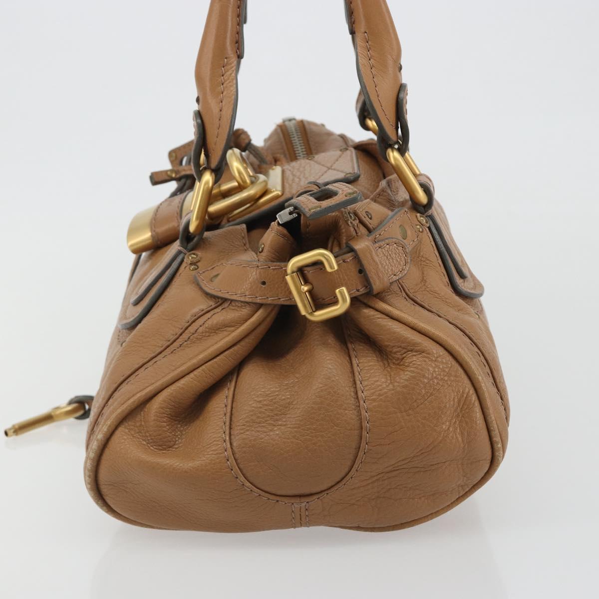 Chloe Paddington Hand Bag Leather Brown Gold Silver Auth BA14347V