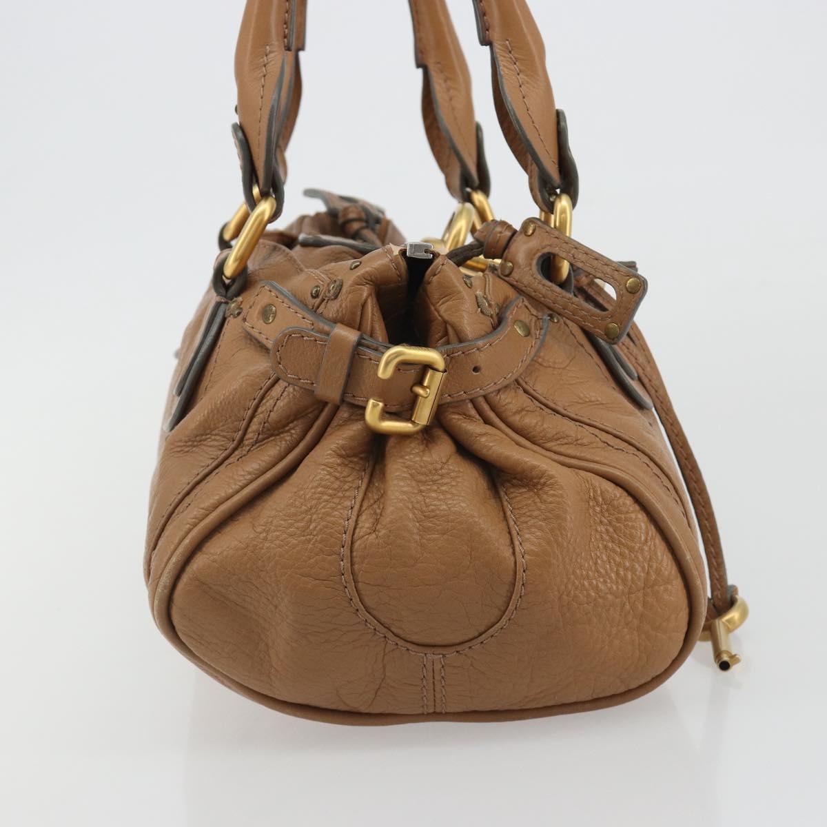 Chloe Paddington Hand Bag Leather Brown Gold Silver Auth BA14347V