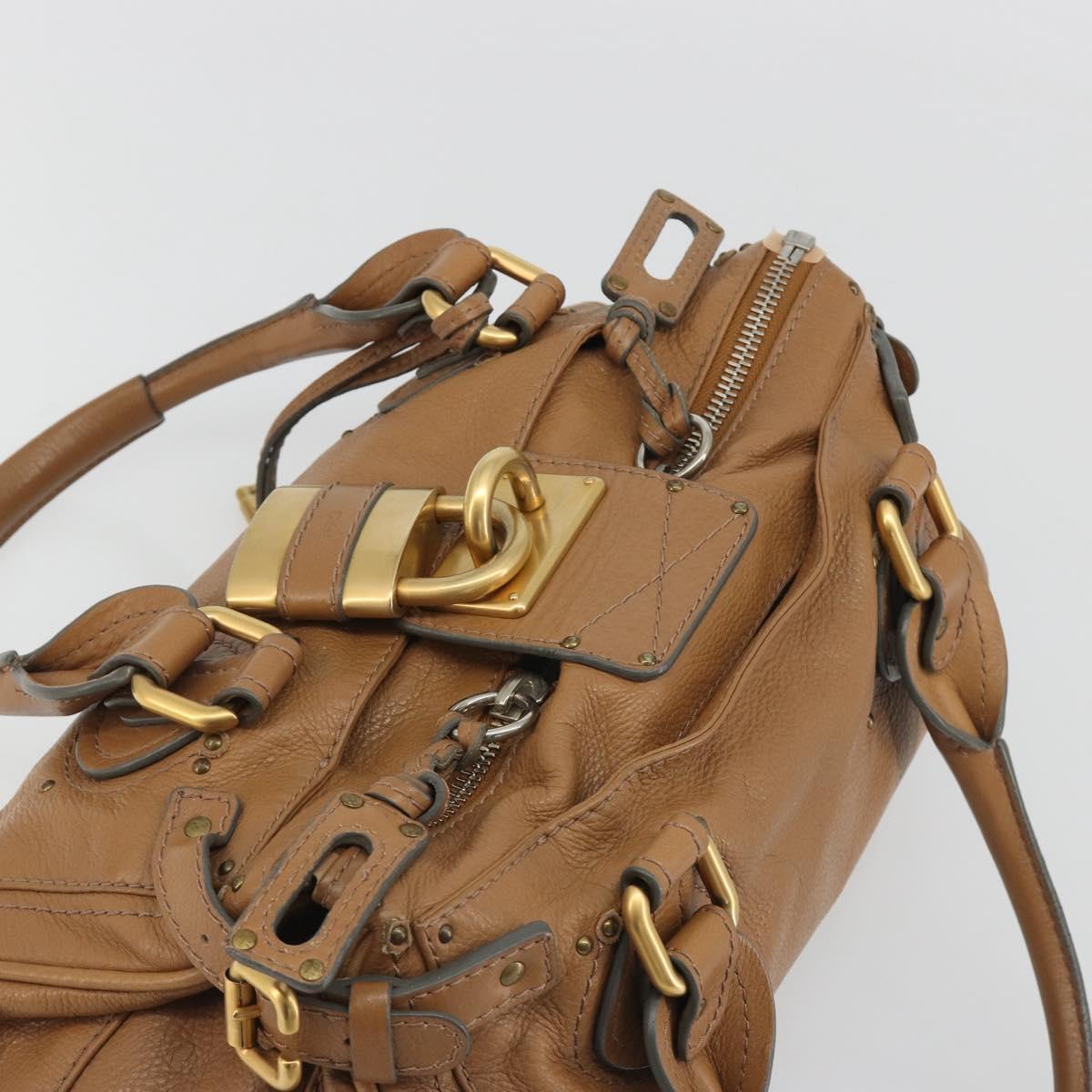 Chloe Paddington Hand Bag Leather Brown Gold Silver Auth BA14347V
