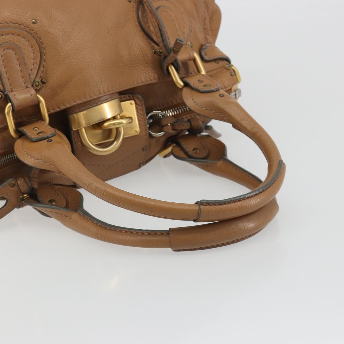 Chloe Paddington Hand Bag Leather Brown Gold Silver Auth BA14347V