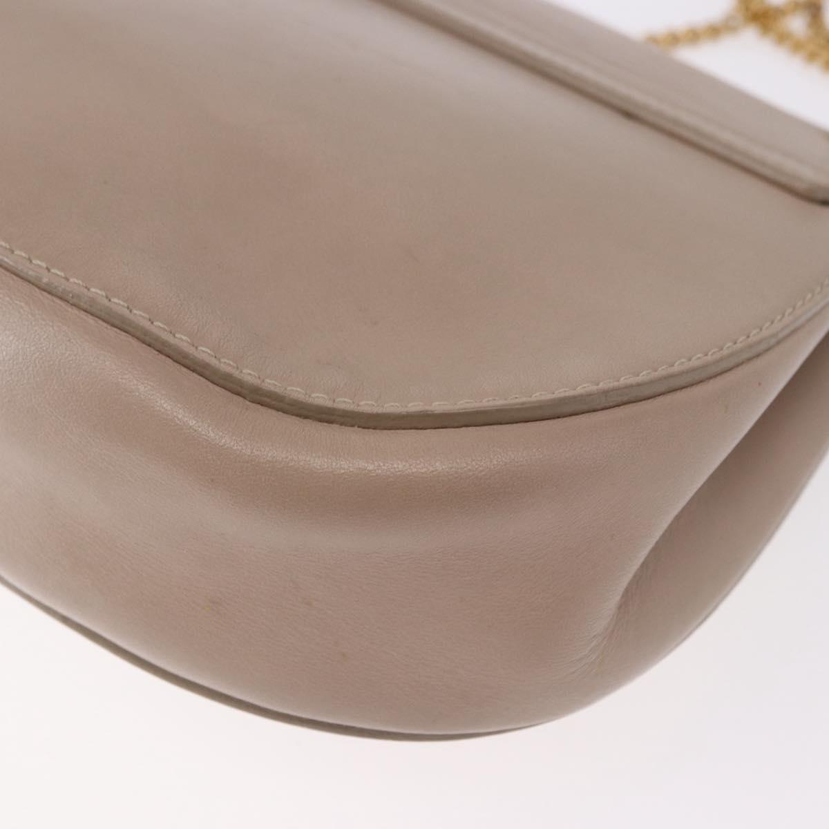 Chloe Drew Chain Shoulder Bag Leather Beige Gold Auth BA14348