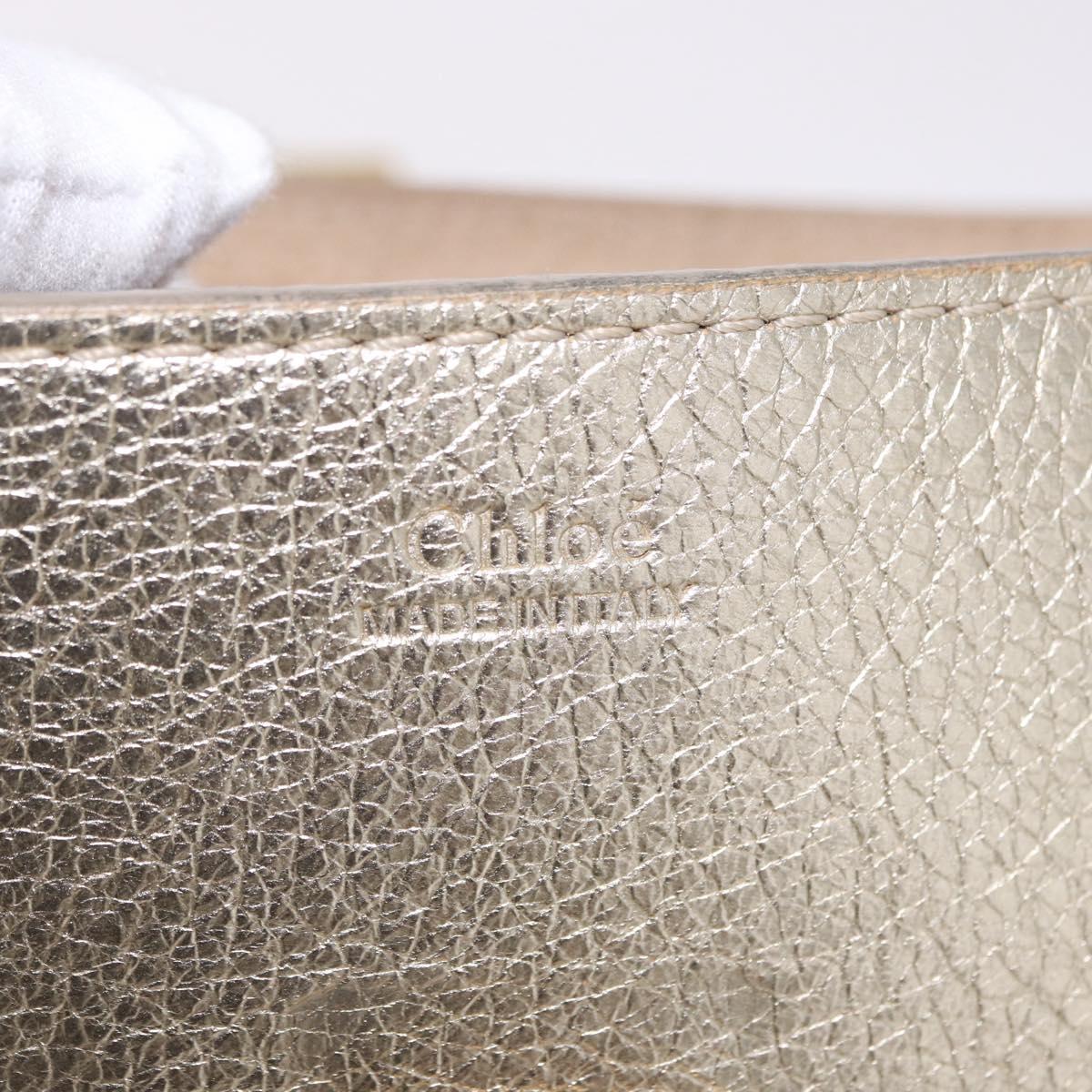 Chloe Drew Chain Shoulder Bag Leather Beige Gold Auth BA14348