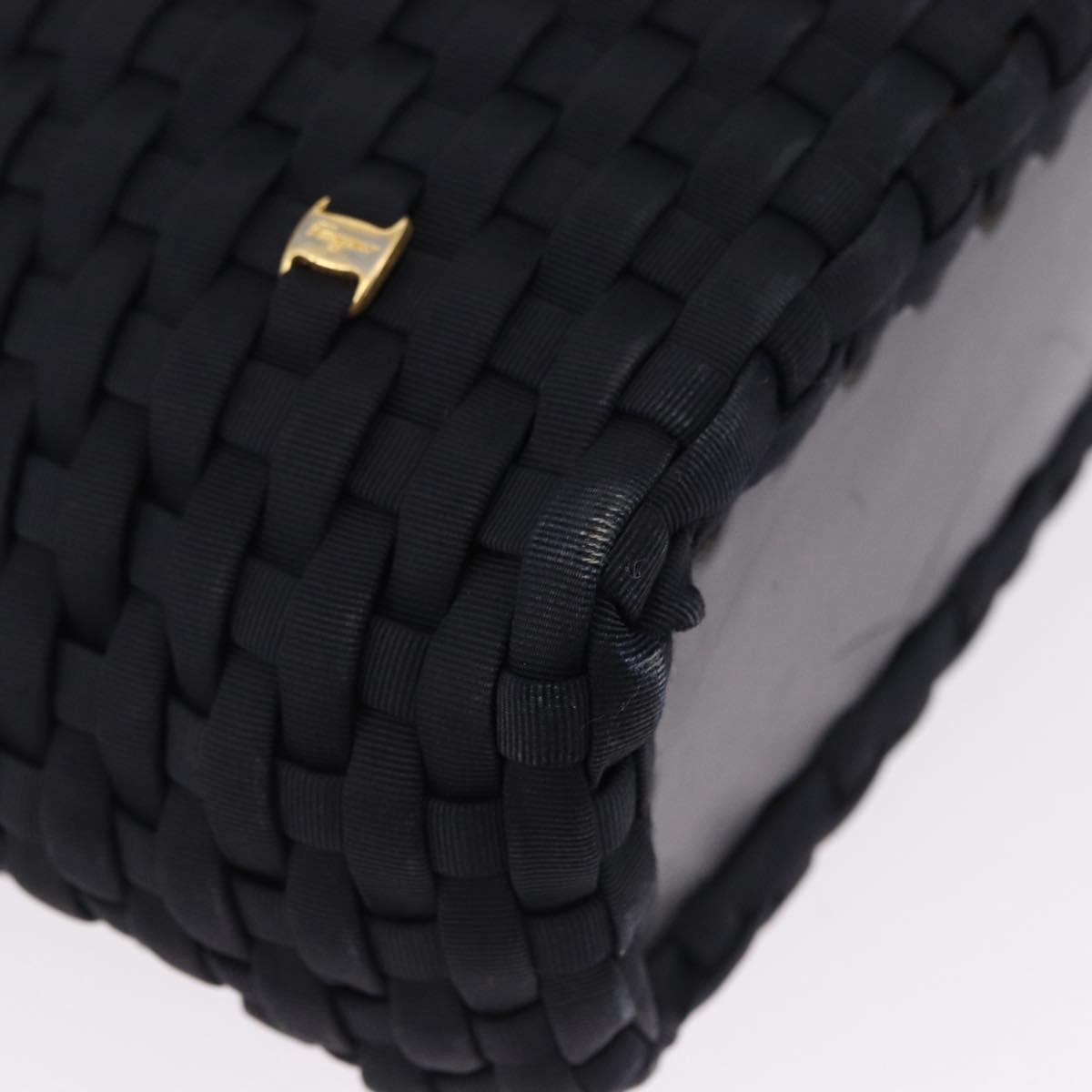 Salvatore Ferragamo Shoulder Bag Canvas Black Gold Auth BA14349A