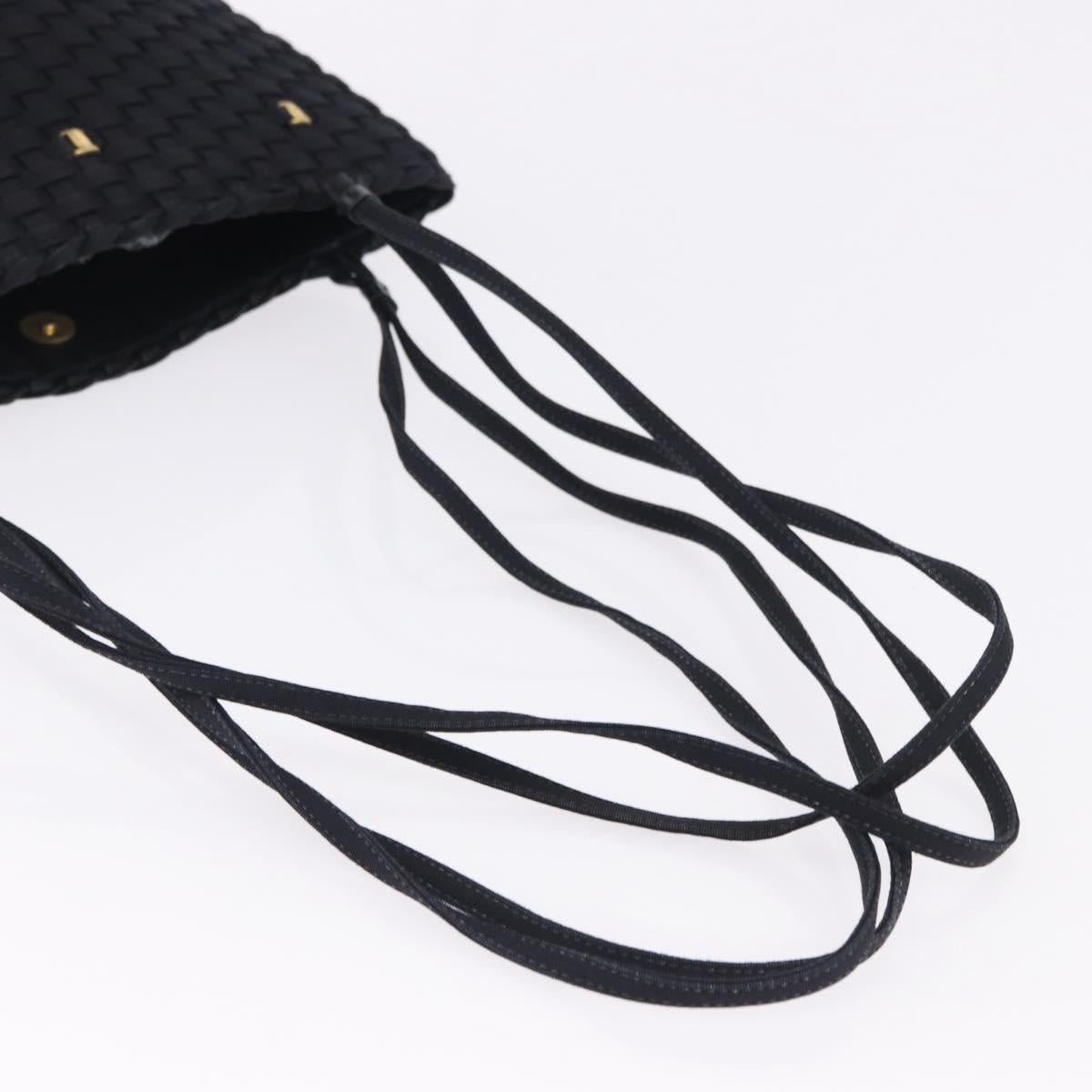 Salvatore Ferragamo Shoulder Bag Canvas Black Gold Auth BA14349A
