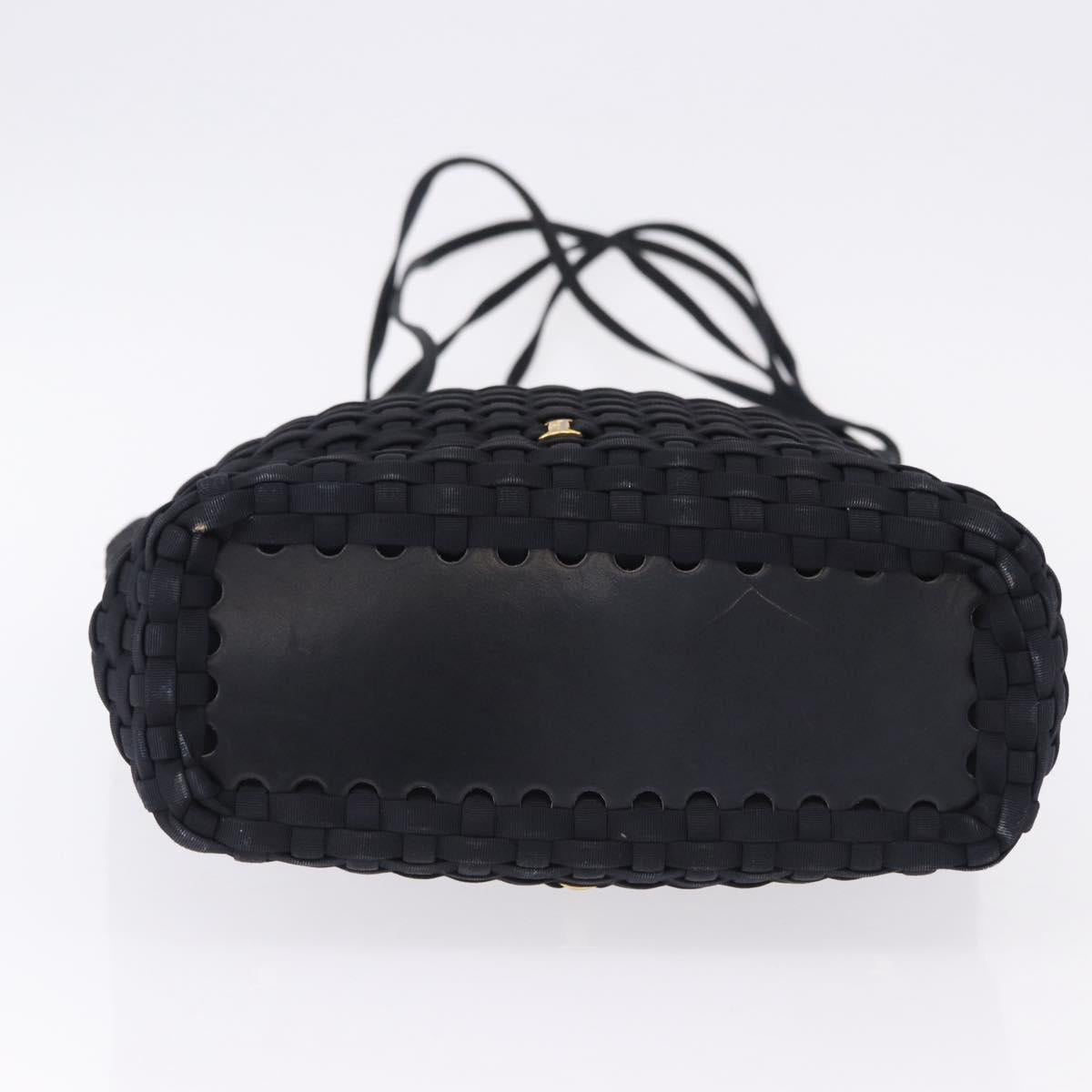 Salvatore Ferragamo Shoulder Bag Canvas Black Gold Auth BA14349A