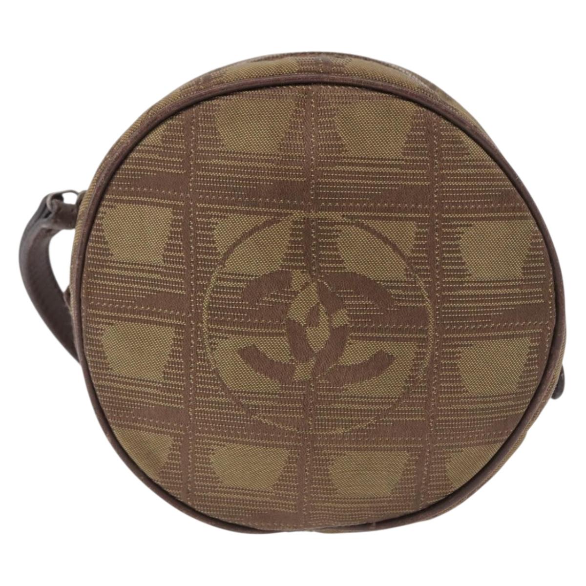 CHANEL New Travel Line Pouch Nylon Khaki CC Auth BA14351A