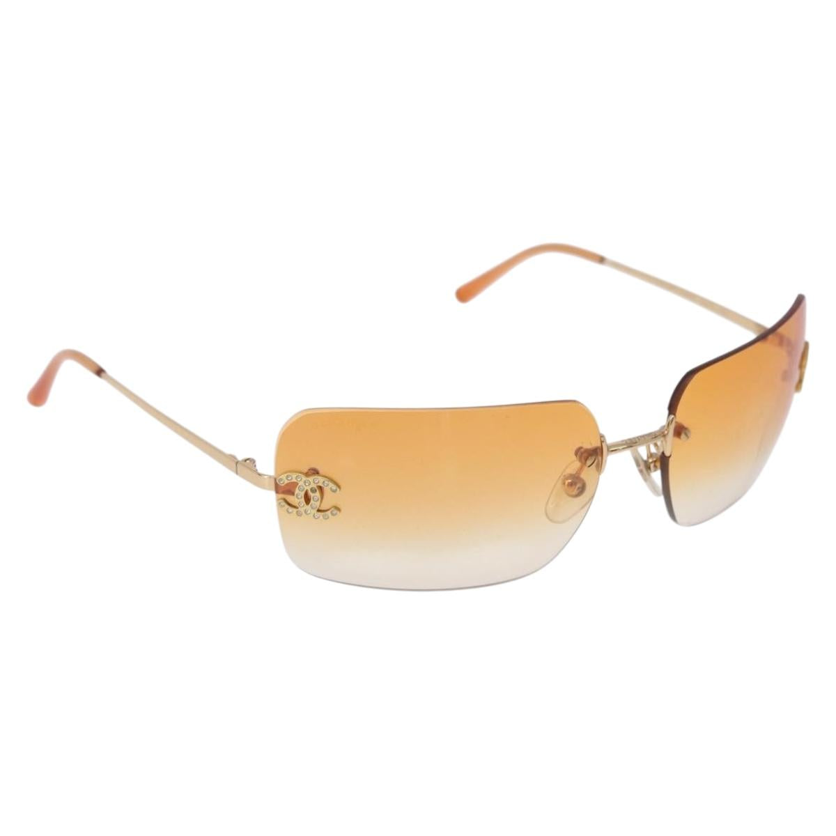 CHANEL Sunglasses metal Gold CC Auth BA14352M